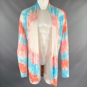 BAJA EAST Size XS Pink Blue Tie Dye Pima Cotton Open Front Cardigan